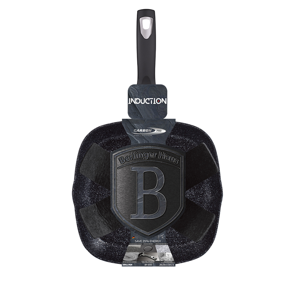 GRILL PAN 28 CM BERLINGER HAUS BH-6901 CARBON PRO COLLECTION