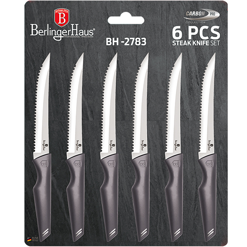 6-Piece Steak Knife Set Berlinger Haus BH-2783 Carbon Pro Collection Attractive 6-piece steak knife set from
