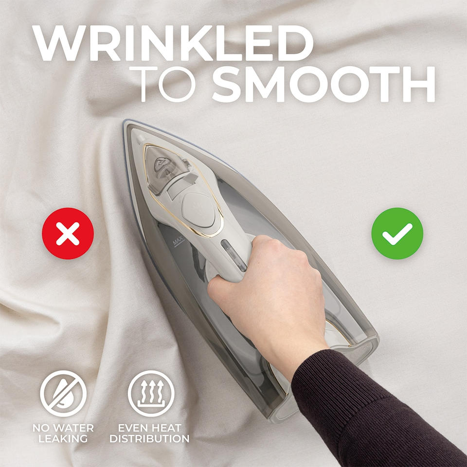 Steam Iron Berlinger Haus FTV0124 – 2400W, Ceramic Soleplate, Powerful Steam, Cream–Gold