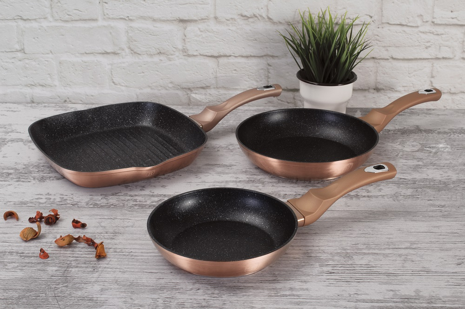 3-Piece Frying Pan Set Berlinger Haus BH/1279 Rose Gold
