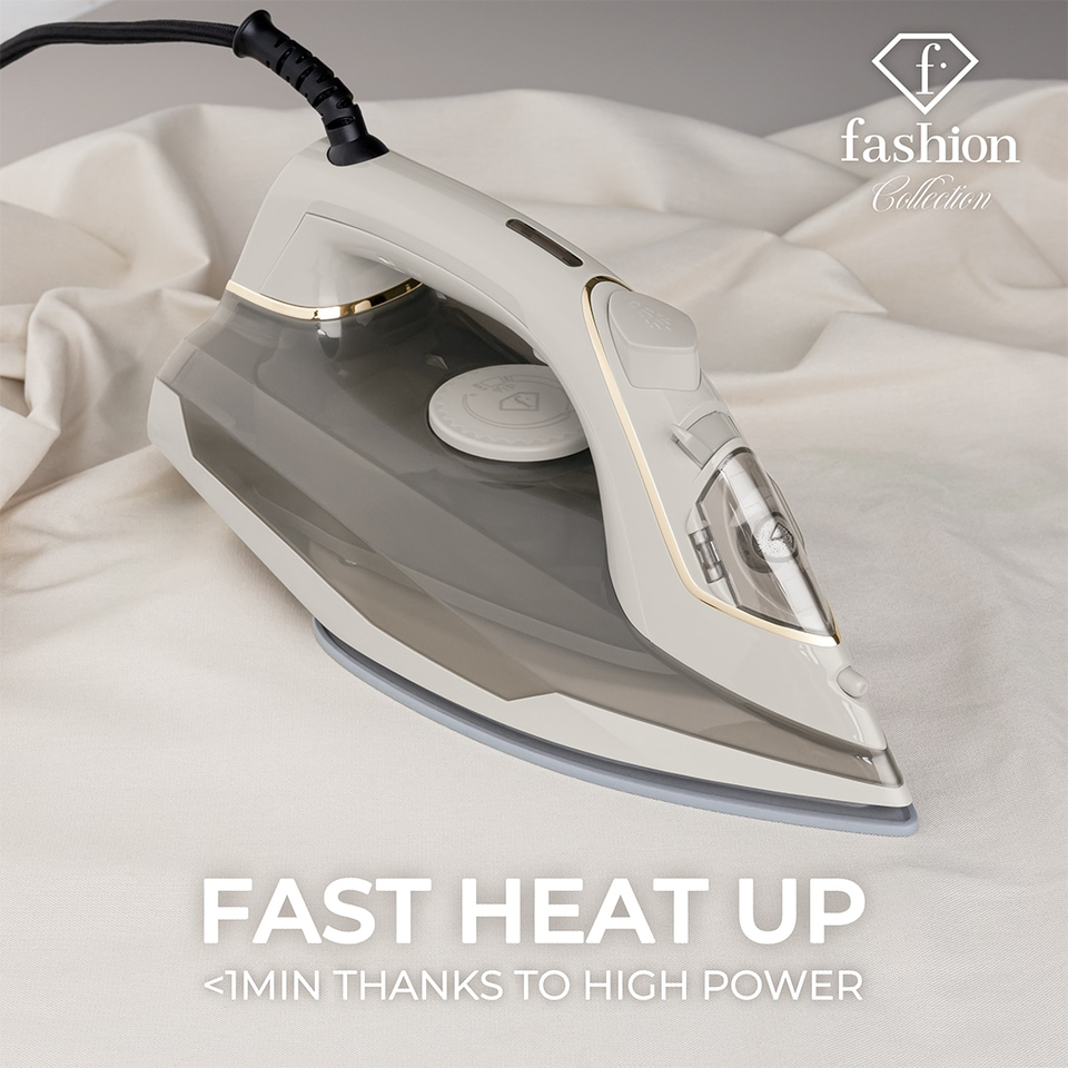 Steam Iron Berlinger Haus FTV0124 – 2400W, Ceramic Soleplate, Powerful Steam, Cream–Gold