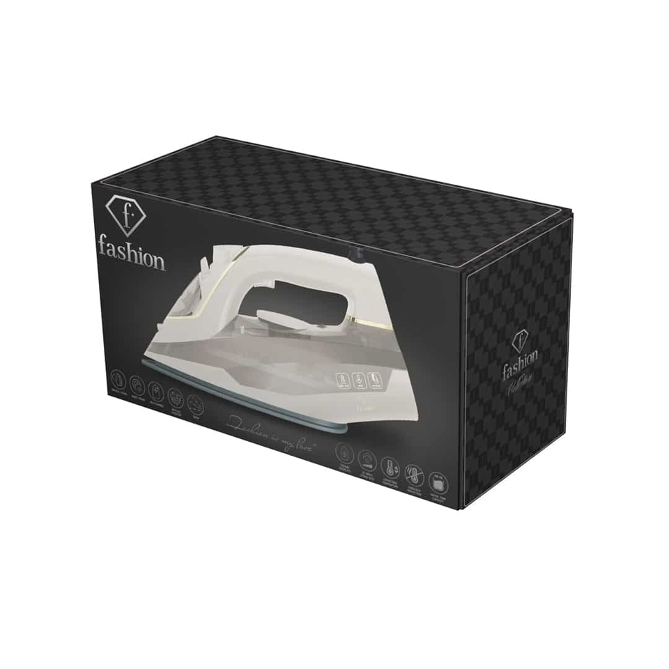 Steam Iron Berlinger Haus FTV0124 – 2400W, Ceramic Soleplate, Powerful Steam, Cream–Gold