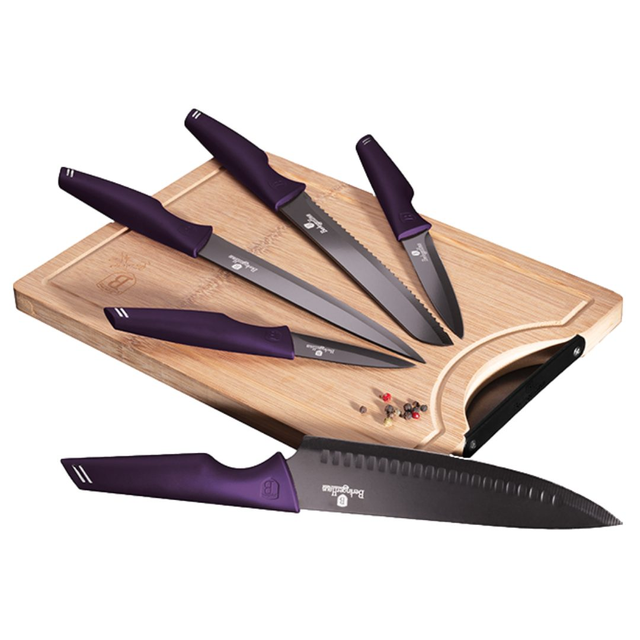 Knife set & BAMBOO CUTTING BOARD BERLINGER HAUS BH-2832 Purple