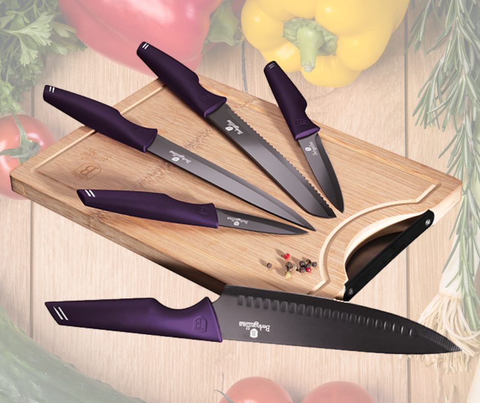 Knife set & BAMBOO CUTTING BOARD BERLINGER HAUS BH-2832 Purple
