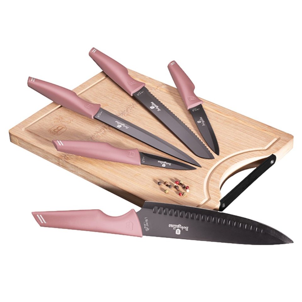Knife set & BAMBOO CUTTING BOARD BERLINGER HAUS BH-2710 I-Rose 