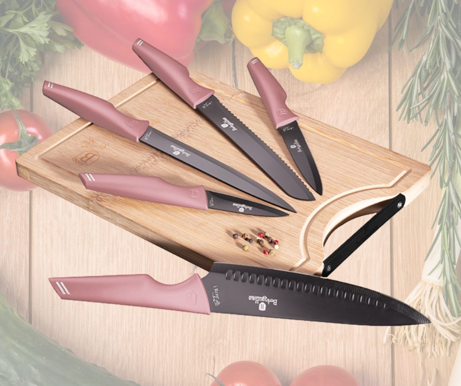Knife set & BAMBOO CUTTING BOARD BERLINGER HAUS BH-2710 I-Rose 